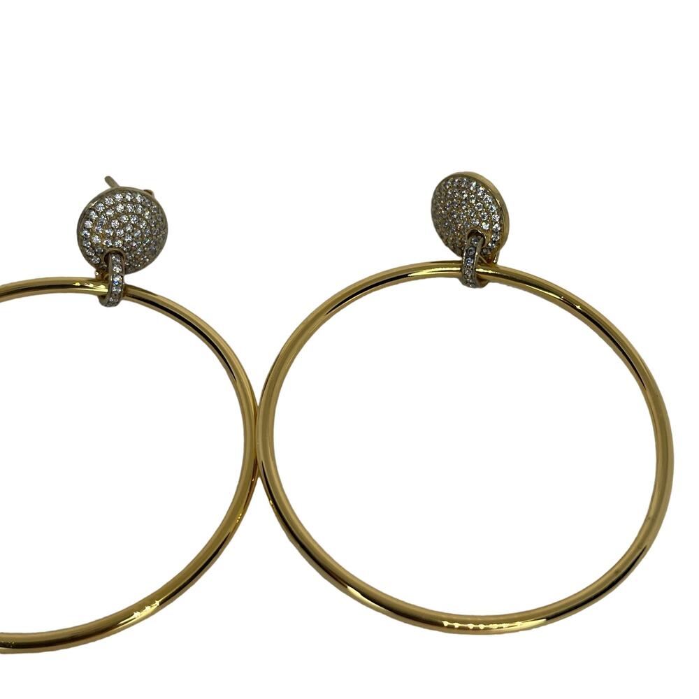 Michael Kors 14K Gold Vermeil Hoop Earrings CZ Statement Chic Women's Fashion - Picture 5 of 16